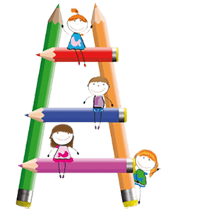 Figuren op een ladder van potloden